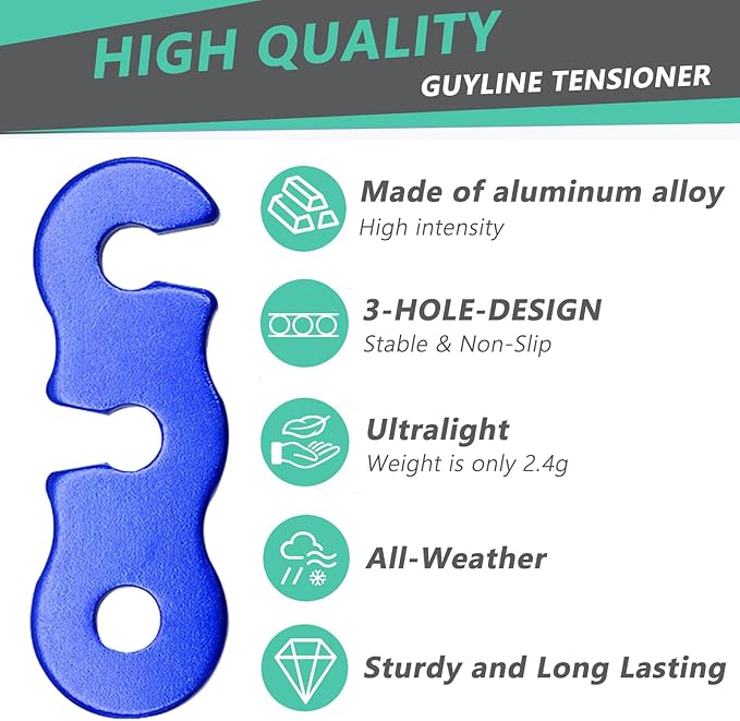 30Pcs Guyline Tensioner Aluminum Alloy Guy Line Cord Adjusters Tent Rope Tensioners Paracord