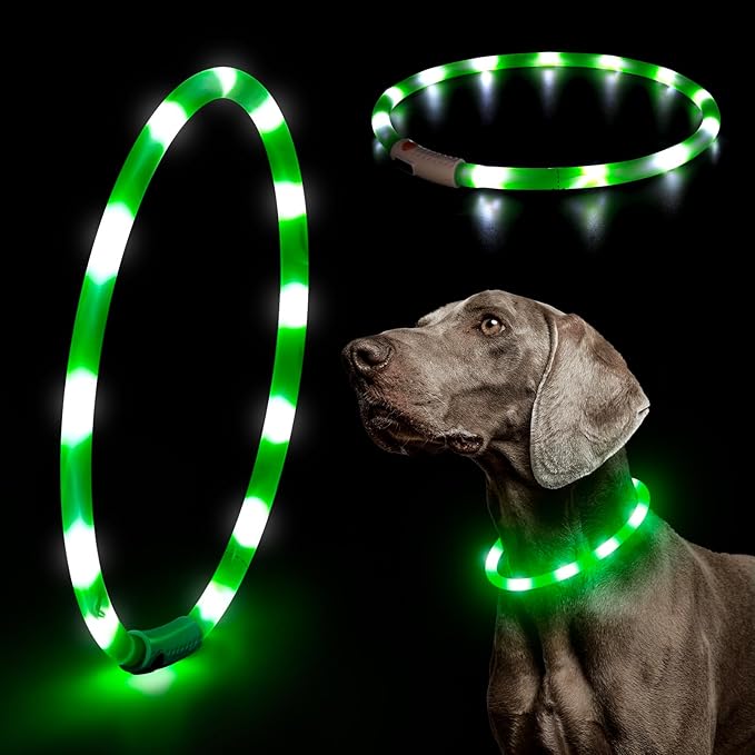 LED Dog Collar - HIGO Light Up Dog Collars Glow in The Dark, USB Rechargeable LED Dog Necklace