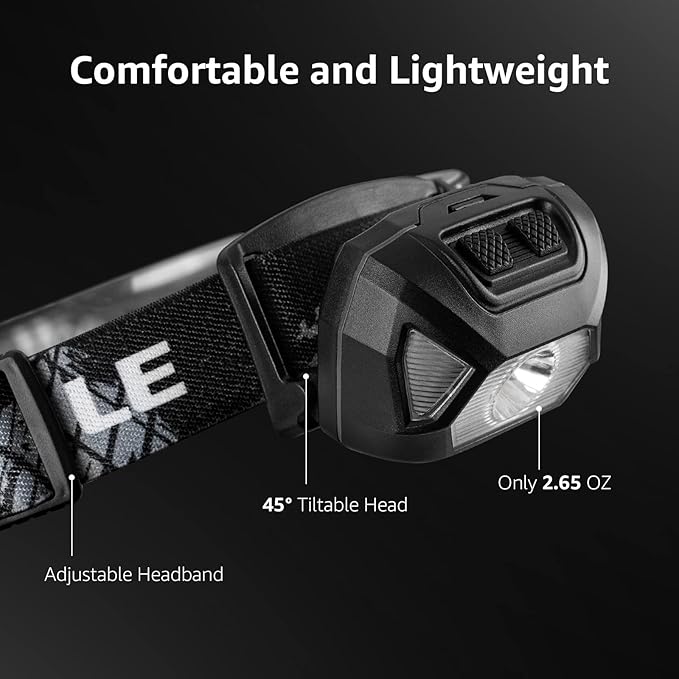 LE Headlamp Rechargeable, LED Head Lamp with 6 Modes for Camping & Hiking Gear Essentials, IPX4