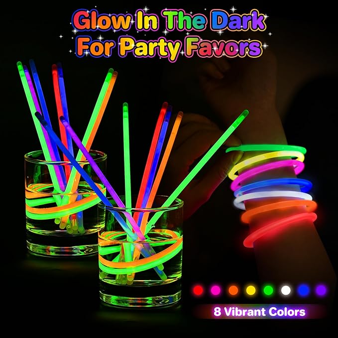 SpringFlower 300Pcs Glow Sticks Bulk Party Supplies, Glow Sticks for Kids Party Favors, Glow in The