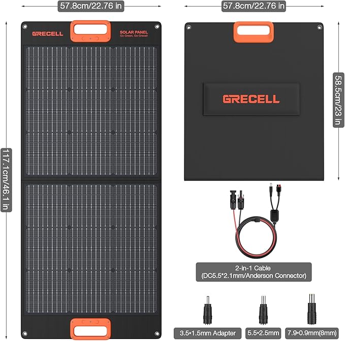 GRECELL 100W Portable Solar Panel for Power Station Generator, 20V Foldable Solar Cell Solar
