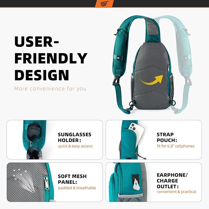 SKYSPER Sling Bag RFID Crossbody Sling Backpack Cross Body Shoulder Bag Travel Hiking Daypack for