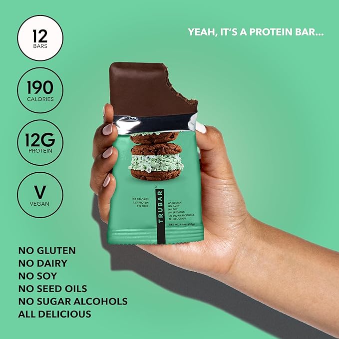 TRUBAR Vegan Protein Bars - Soy Free, Dairy Free, Gluten Free Protein Bars - No Sugar Alcohols