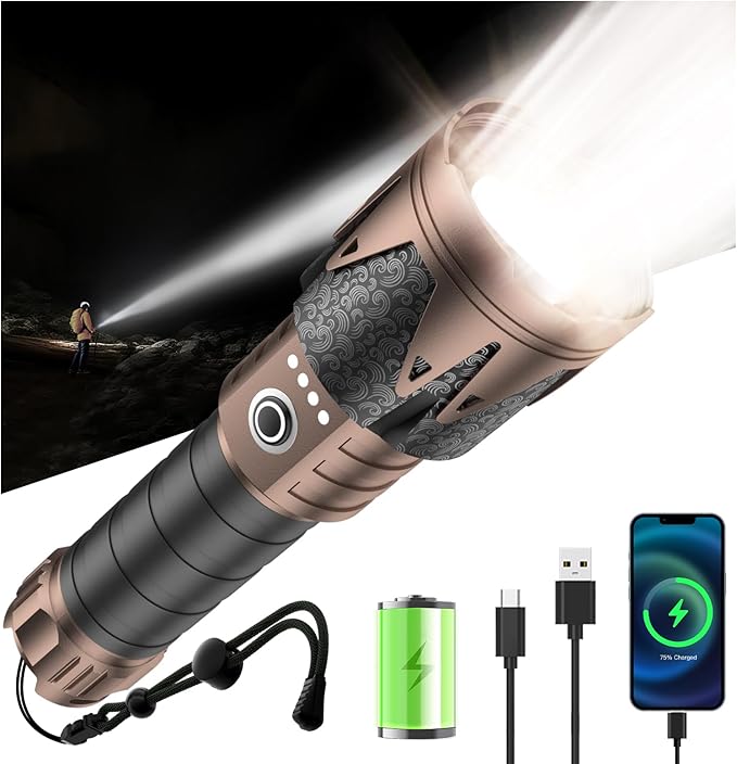 SKYFIRE LED Flashlights High Lumens,3000lm Super Bright Tactical Flashlights, Zoomable,Five