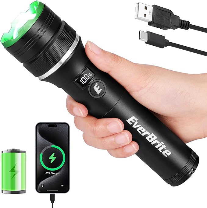 EverBrite Rechargeable LED Flashlight 1000 Lumens, 4 Modes Super Bright Zoomable Flash Light with