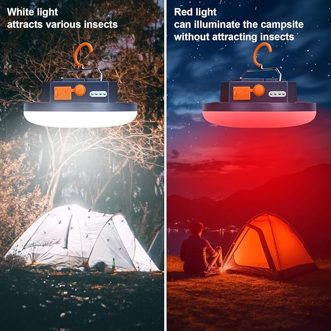 2025 Red Light Insect-Proof Camping Lamp10000mAh Rechargeable 3000LM Tent Camping Light, 6500K