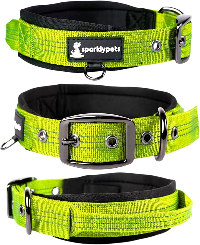 SparklyPets Heavy Duty Dog Collar with Handle for Medium and Large Dogs ??Professional Collar with