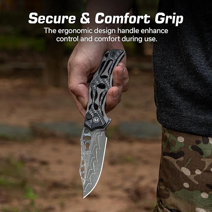 CIVIVI Pocket Knife for Men, Biophase Flipper Tactical Folding Knife, 3.48" Damascus Blade Aluminum