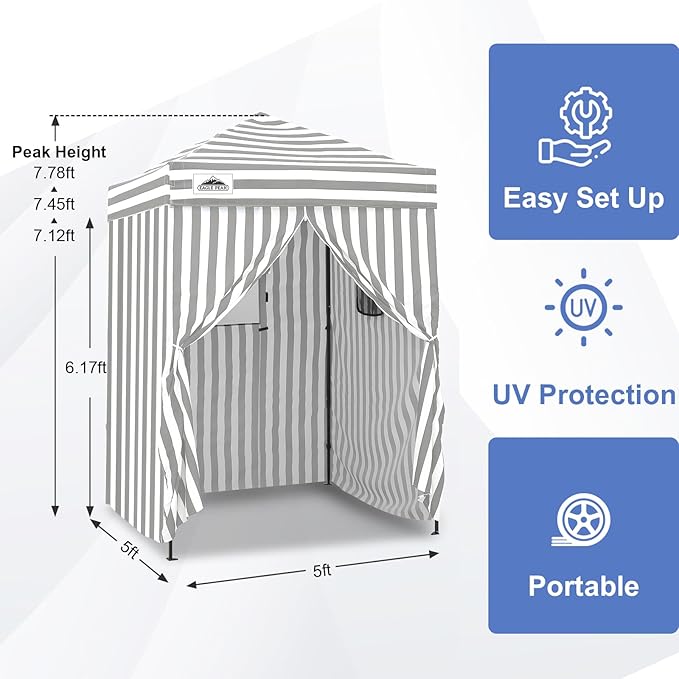 EAGLE PEAK Flex Ultra Compact 5x5 Pop-up Canopy, Sun Shelter, Changing Room, Portable Privacy Tent