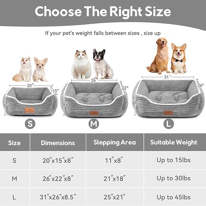 Cat Dog Bed for Pets, Rectangle Pet Bed Gift for Puppy and Kitten, Machine Washable Calming Fluffy
