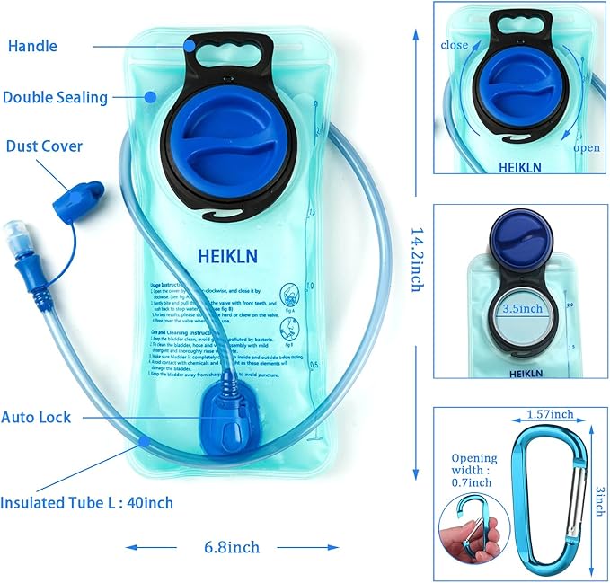 Hydration Bladder 1.5L-2L-3L,Leak Proof Water Reservoir, BPA Free Military Water Storage Bladder