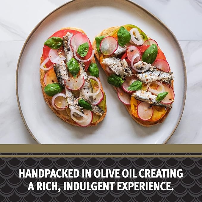 Brunswick Wild Caught Skinless and Boneless Sardines, Served in Olive Oil, 4.4 Ounce (Pack of 12)