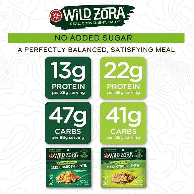 Wild Zora Instant Organic Quinoa Meals - Quick & Tasty Prepared Quinoa Bowls, Pantry Staples