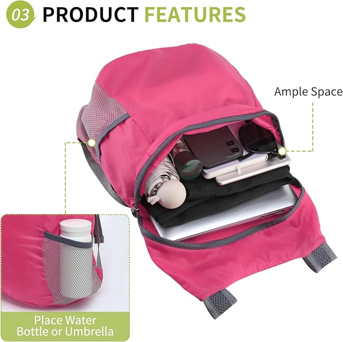 20L Ultra Hiking-Daypack Lightweight Foldable Travel Packable Backpack for Camping Cycling