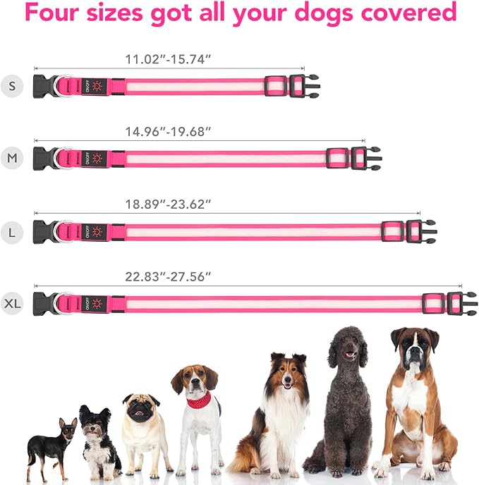 Vizpet LED Dog Collar, Light Up Dog Collar Adjustable USB Rechargeable Super Bright Safety Light