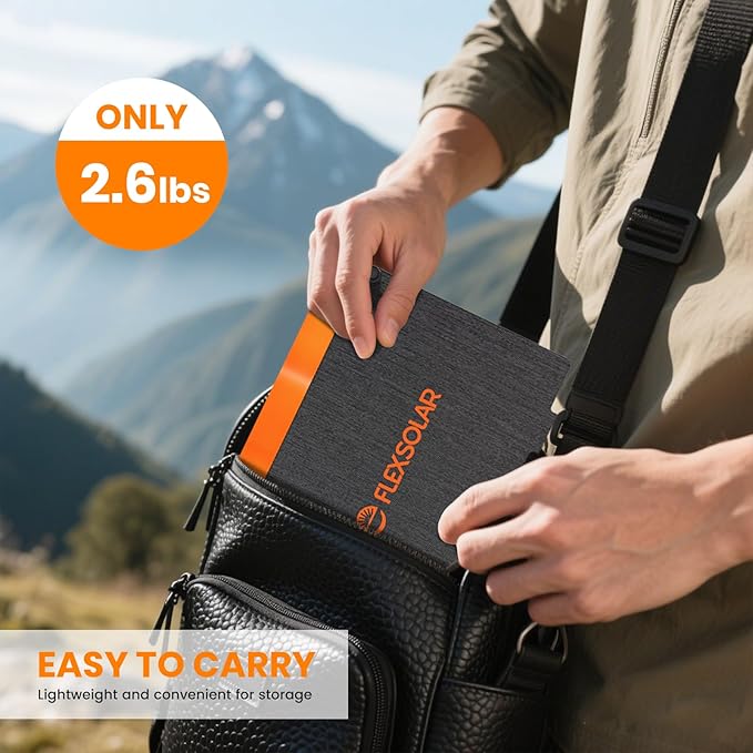 FlexSolar 60W Foldable Solar Panel, Portable Solar Charger with USB-C/USB-A QC3.0/DC 20-28V Port