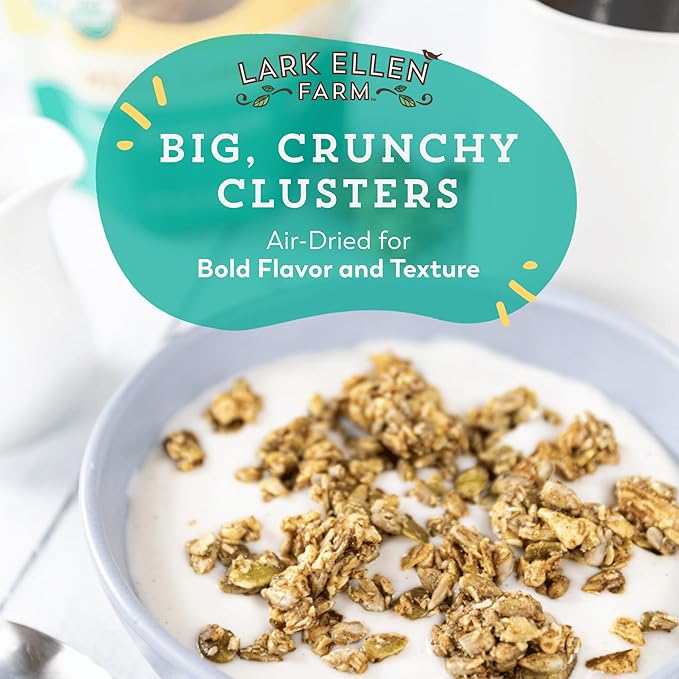 Lark Ellen Farm Vanilla Cinnamon Granola Clusters, Gluten Free, Vegan, Certified Organic, Low Sugar