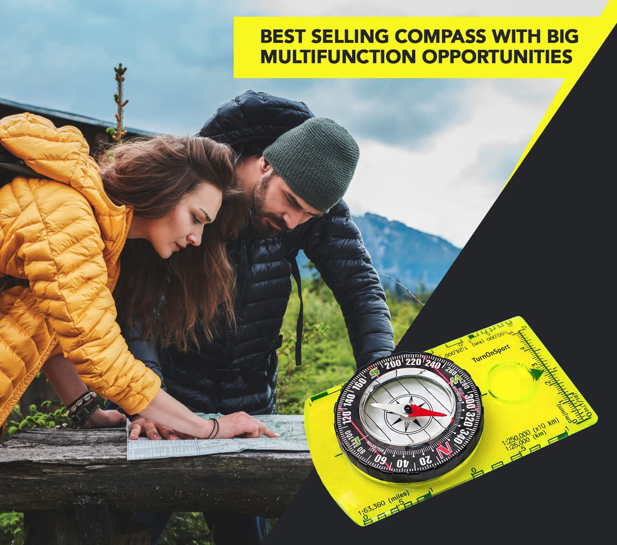 TurnOnSport Orienteering Compass - Green - product view 6