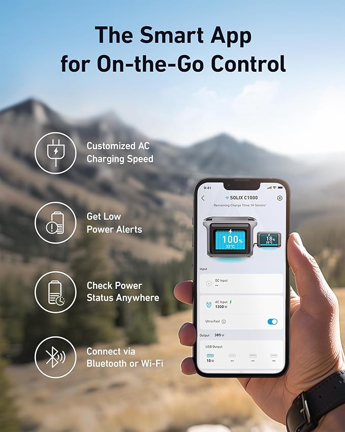 Anker SOLIX C1000 Portable Power Station and BP1000 Expansion Battery, 1800W Solar Generator, Full