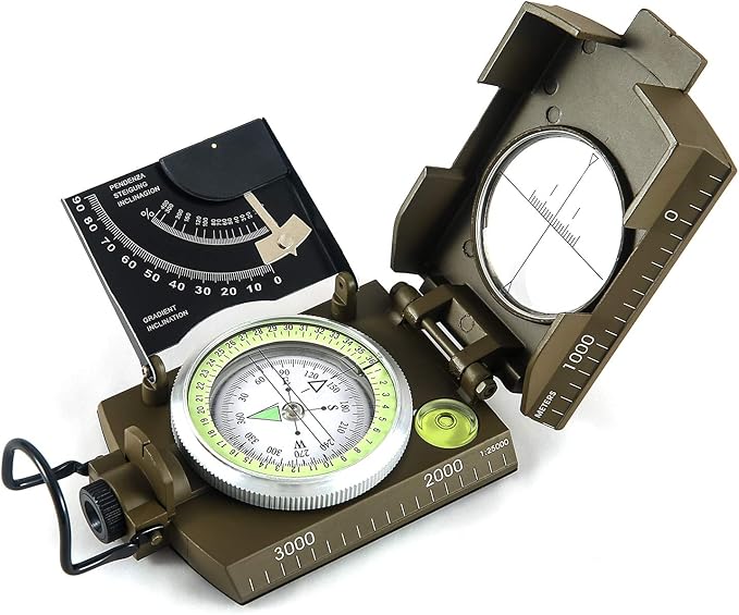 Eyeskey Multifunctional Military Sighting Navigation Compass with Inclinometer | Impact Resistant &
