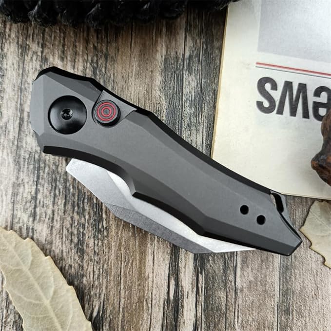 HUAAO Push Button Knife, Spring Assisted Opening, EDC Folding Pocket knives For Men,2.08 inch