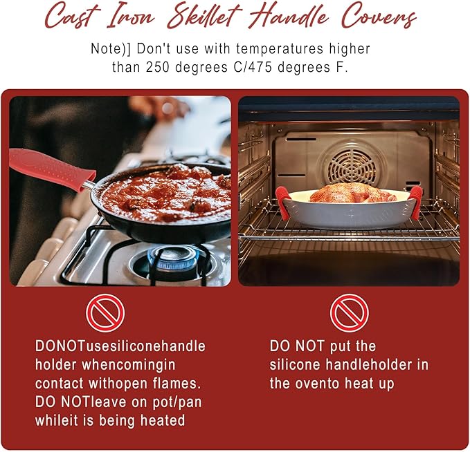 Joyhalo Cast Iron Skillet Handle Covers - 6 Pack, Heat Resistant, Silicone Pot Handle Sleeve Covers