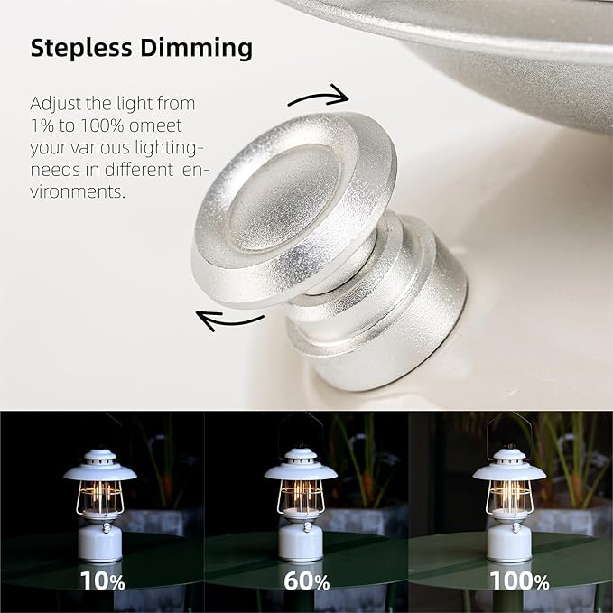 Metal Retro Classic LED Camping Lantern, 6500mAh Rechargeable Battery Last 17-500 Hours Camping