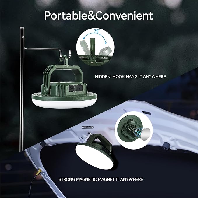 VAVOFO 42W 4000LM LED Camping Lantern Rechargeable, 10,000mAh Power Bank, 3 Lighting Modes, IP65