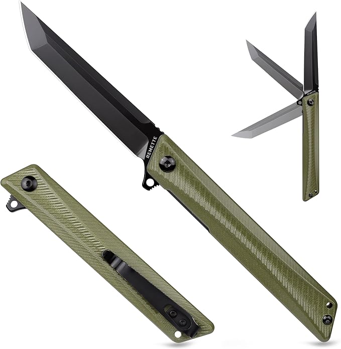 Pocket Knife GD22K, Flipper Open D2 Steel Tanto Folding knife with Durable G10 Handle,Men Women