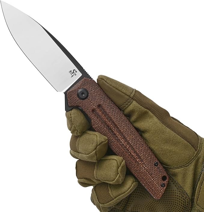 Sitivien ST152 Folding Knife,K110(D2) Steel Blade with Micarta Handle EDC Tool Knife for Outdoor