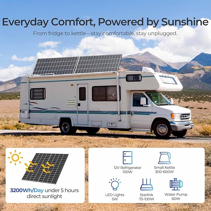 Renogy 2pcs 320W Solar Panels 24V N-Type Monocrystalline On/Off Grid 640W for RV Boat Shed Farm