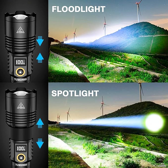 Rechargeable Flashlights 2200 High lumens, Super Bright LED Tactical Flashlight, Zoomable, IPX6