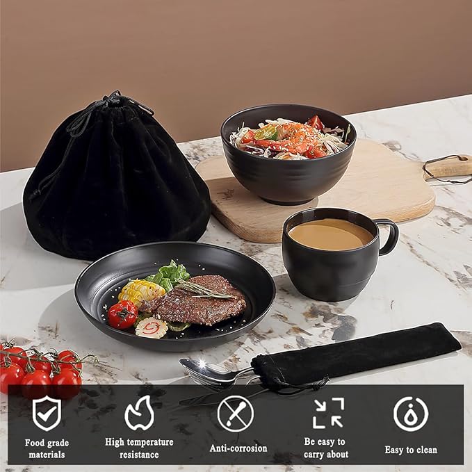 Berglander Camping Mess Kits, Silverware Set Spoons Forks Knives, Camping Essentials Gear