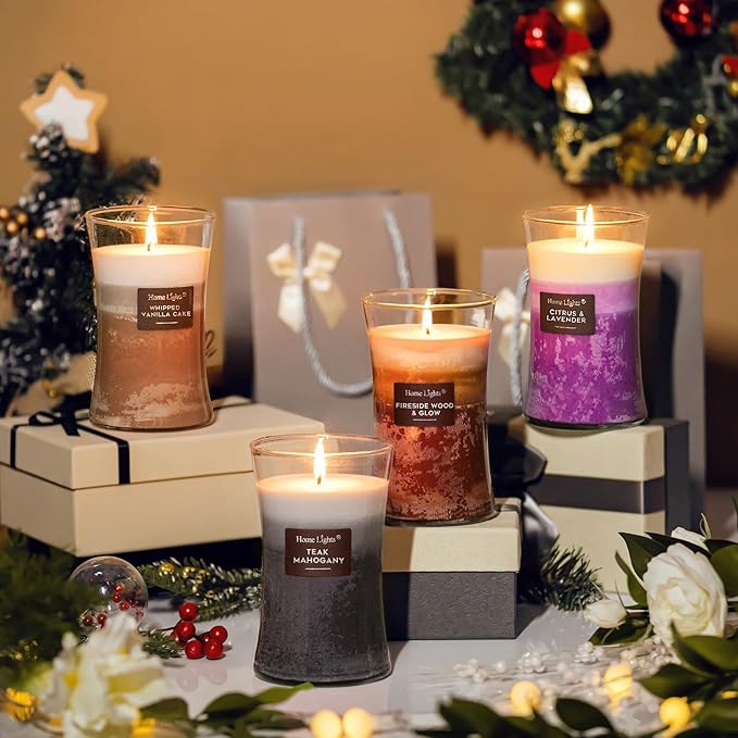 HomeLights 3-Layer Candles for Home Scented, 21.52 OZ Natural Soy Wax Scented Candles Burns Up to