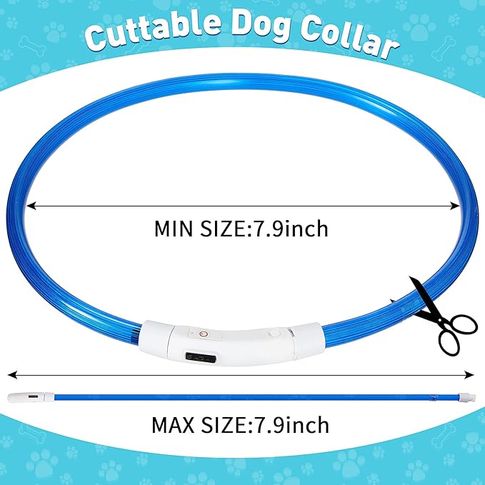 Frienda 4 Pcs Dog Collar LED USB Rechargeable Lights Dog Necklace Collars Doggy Lights for Night