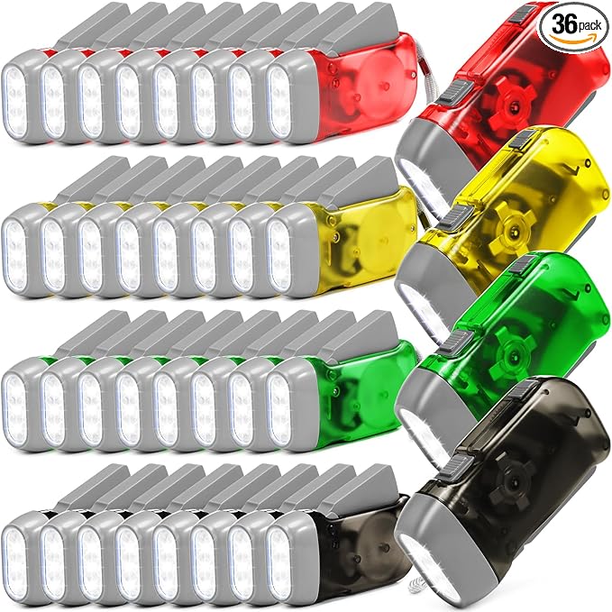 Treela 36 Pcs Hand Crank Flashlights Operation Christmas Bulk Items Squeeze Flashlight No Battery