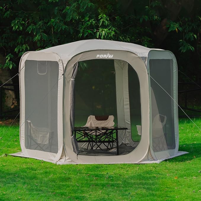 Porayhut Pop up Screen House Tent Sun Shelter with Breathable Mesh Doors,Portable Camping Tent with
