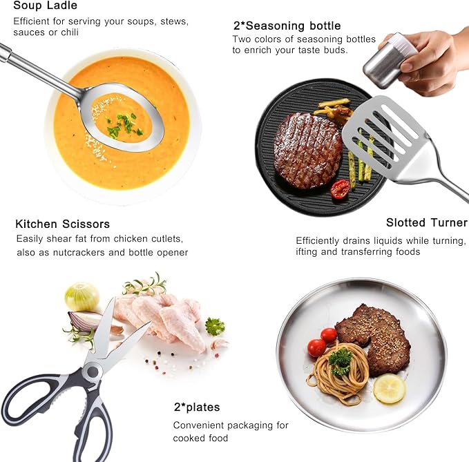 Camping Cooking Utensils Set - Camping Utensil Set Car Camping Cooking Essentials Gear for Camp