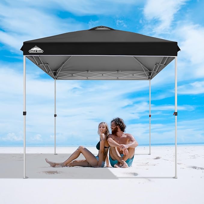 EAGLE PEAK Pop Up Canopy Tent with Wheeled Carry Bag, 8 Stakes, 4 Ropes, Easy Set Up Tent Canopy