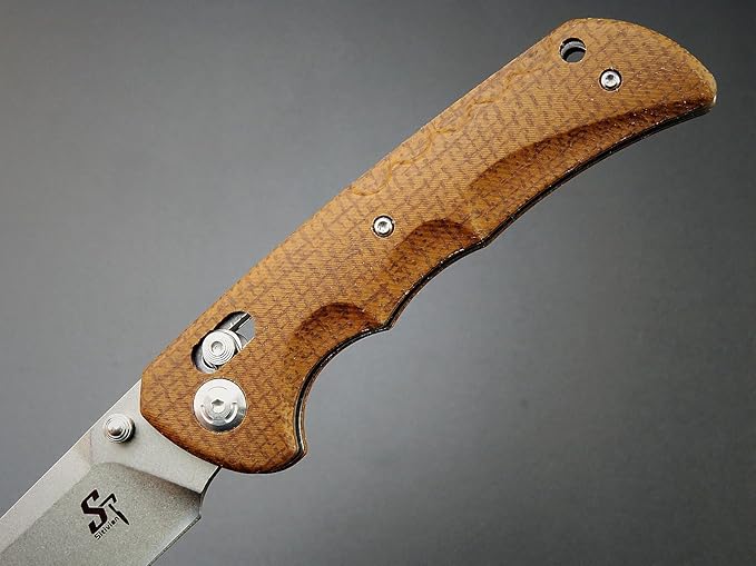 Sitivien ST110 Folding Knife, D2 Blade and Micarta Handle Pocket Knife, EDC Tool Knife with Pocket