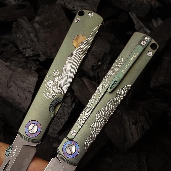 S35VN steel TC4 titanium alloy handle pocket folding knife, Japanese style can be preferred as a