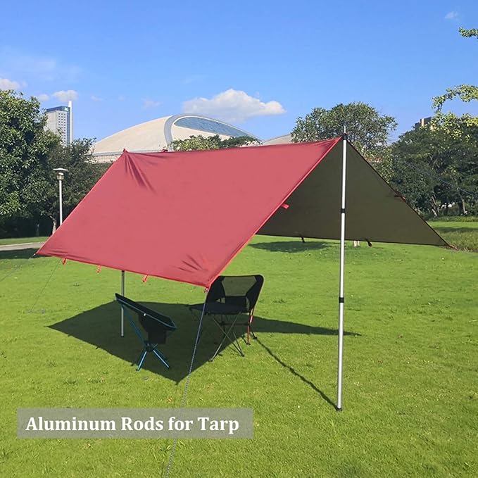 HIKEMAN Tent Poles Camping Poles for Tarp Awning Canopy Porch Sun Sails Tarpaulin Headroom