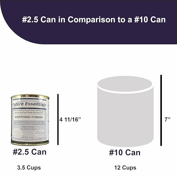 Future Essentials Canned Shortening Powder for baking and cooking | Long Term Storage Shelf Stable