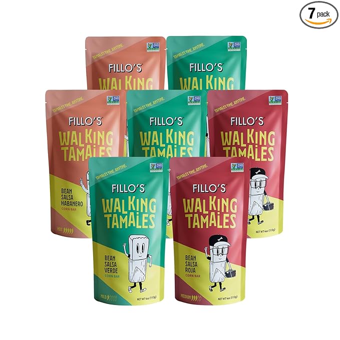 Fillo's Walking Tamales, Savory Variety Pack of 7, Ready-to-Eat Meals, Delicious, Gluten-Free