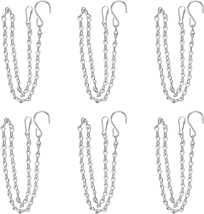 YINGFENG 6 Pack 19.7 Inch Silver Hanging Chain for Hanging Bird Feeders, Bird Houses, Planters
