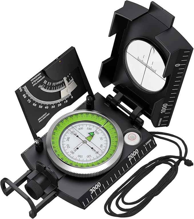 Proster IP65 Compass Hiking Survival - Lensatic Sighting Compass for Camping Navigation, Compass
