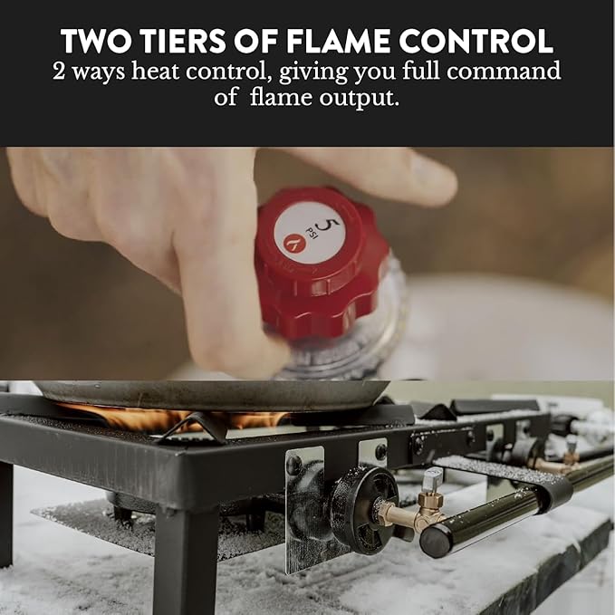GasOne High Pressure Double Propane Burner - Outdoor Cooking with Heat Shield and Guard ??Propane