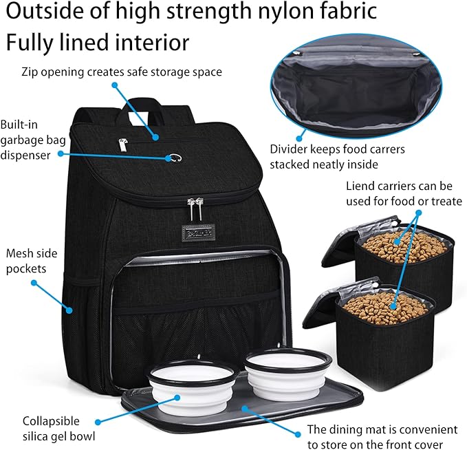 BAGLHER丨Dog Travel Bag, Airline Approved Pet Supplies Backpack, Dog Travel Backpack Accessories Set