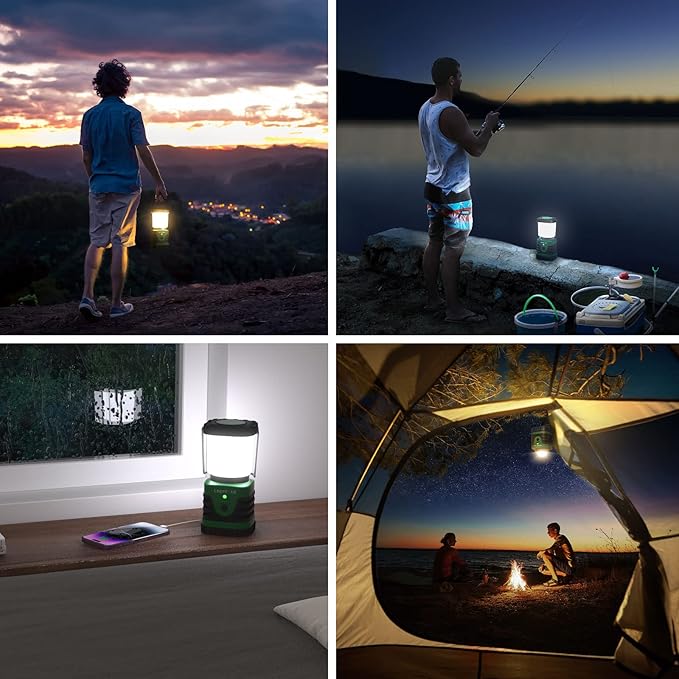 Lighting EVER 1000LM LED Camping Lantern Rechargeable, 4400mAh Power Bank, Camping Essential with 4
