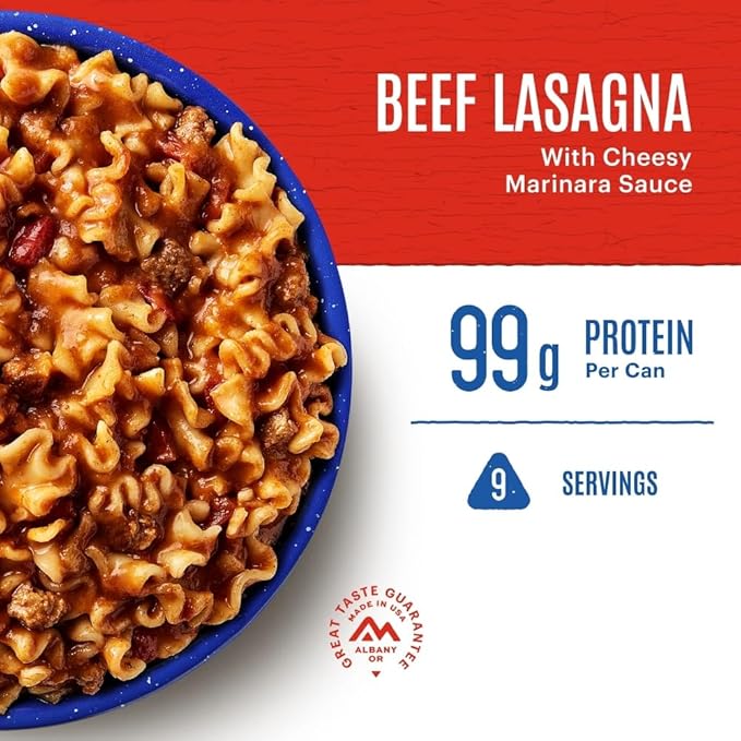 Mountain House Beef Lasagna & Freeze-Dried Food for Camping, 9 Servings, 30-Year Shelf-Life